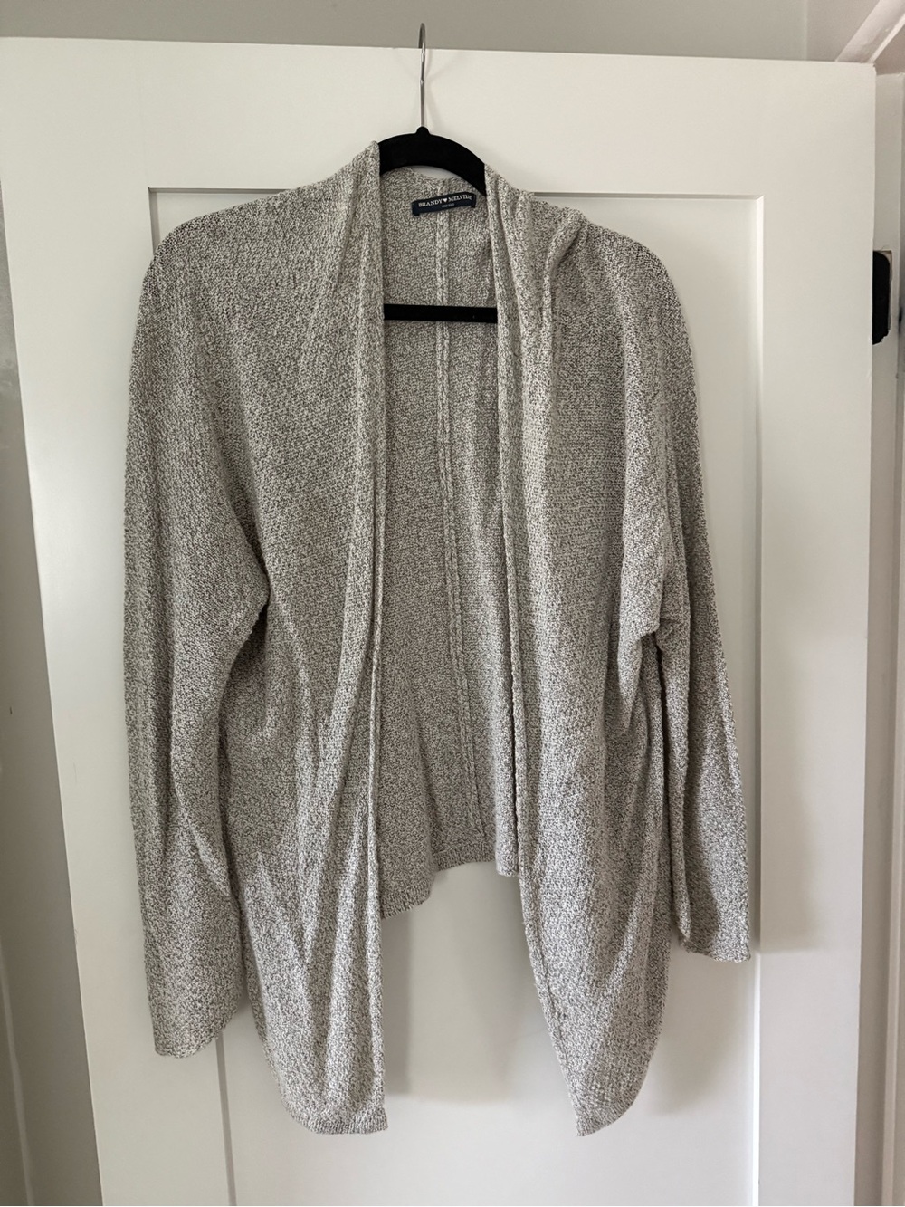 Brandy Melville Heathered Light Gray Open-Front Cardigan